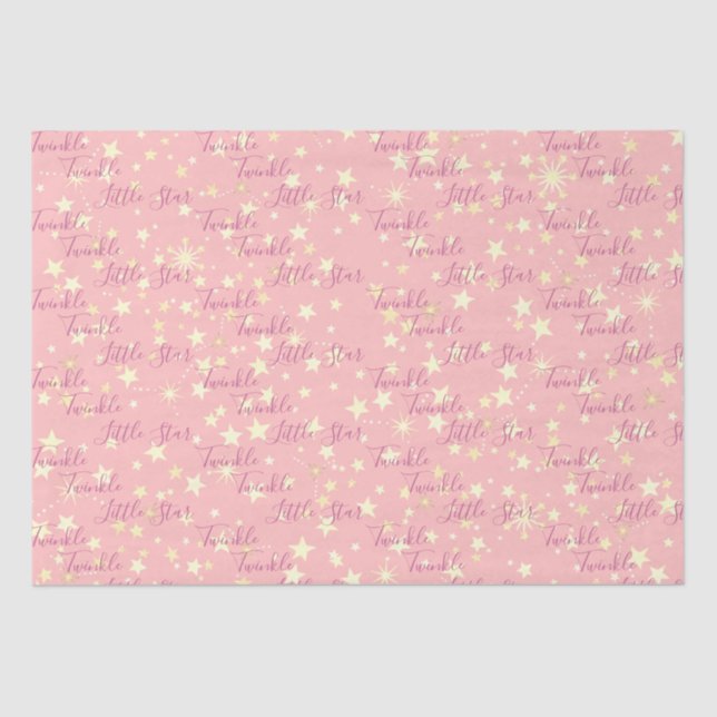 Cute Pretty Pink Girly Twinkle Twinkle Little Star Tissue Paper (Front)