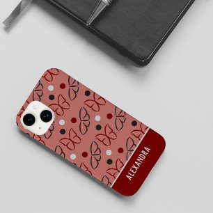 Cute Pretty Pink Grey/Grey Butterfly Art Pattern iPhone 14 Case