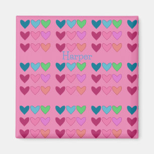 Cute Pretty Pink With Hearts Colourful Girls Magnet