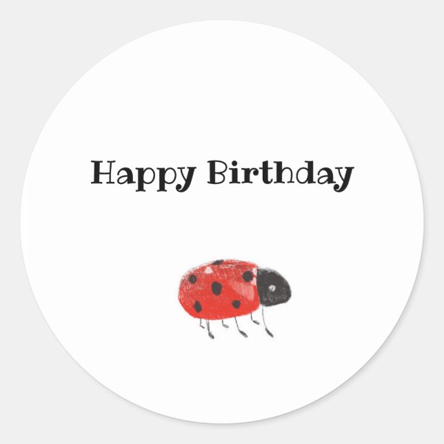 Cute Pretty Red Ladybug Customisable  Classic Round Sticker (Front)