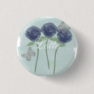 Cute Pretty Roses Custom Floral Butterflies Badge