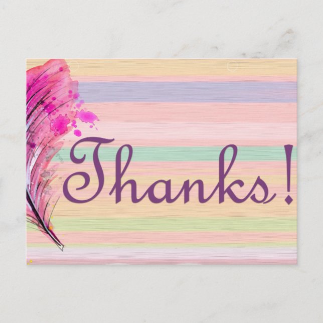 Cute Pretty Thank You Postcard (Front)