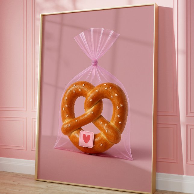 Cute Pretzel Art Print, Cosy Bakery Kitchen Wall Poster (Bakery art)