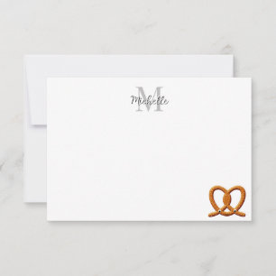 Cute Pretzel Drawing Monogram Personalized Card