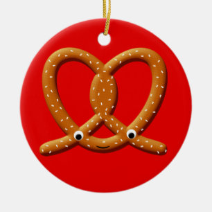 Cute Pretzel Drawing Prints Ceramic Ornament