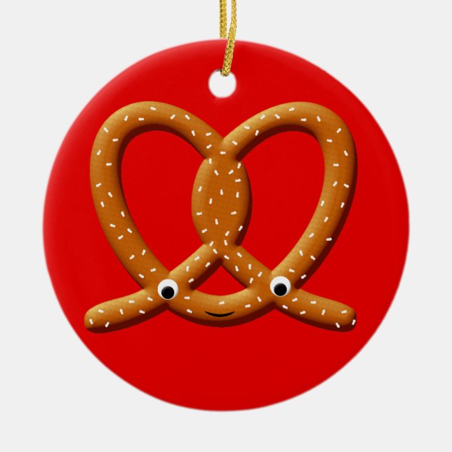 Cute Pretzel Drawing Prints Ceramic Ornament (Front)