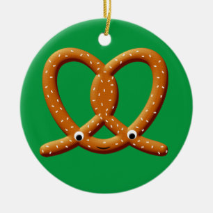 Cute Pretzel Drawing Prints Ceramic Ornament