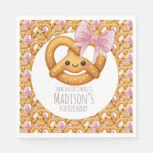 Cute Pretzel Girl Birthday Party Napkin