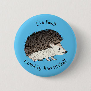 Cute prickly hedgehog cartoon illustration 6 cm round badge
