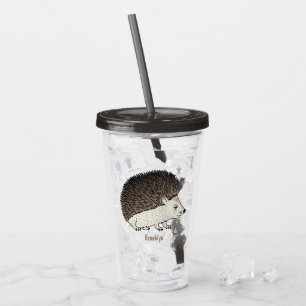 Cute prickly hedgehog cartoon illustration acrylic tumbler