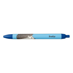 Cute prickly hedgehog cartoon illustration black ink pen