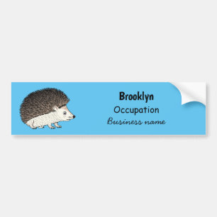 Cute prickly hedgehog cartoon illustration bumper sticker