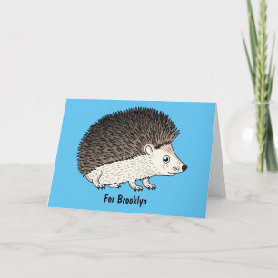 Cute prickly hedgehog cartoon illustration card