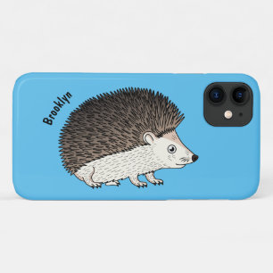 Cute prickly hedgehog cartoon illustration iPhone 11 case