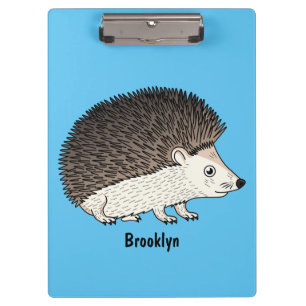 Cute prickly hedgehog cartoon illustration clipboard
