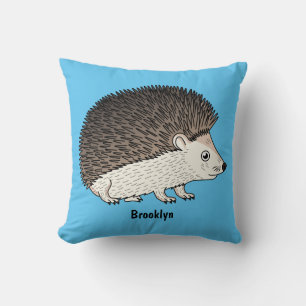 Cute prickly hedgehog cartoon illustration cushion