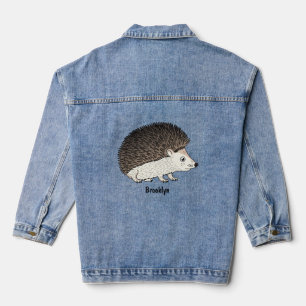 Cute prickly hedgehog cartoon illustration denim jacket