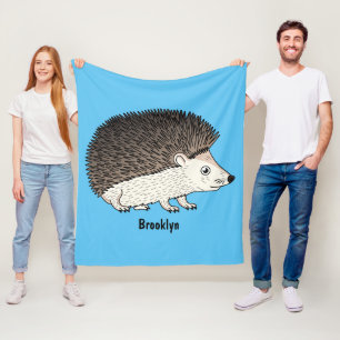 Cute prickly hedgehog cartoon illustration fleece blanket