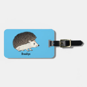 Cute prickly hedgehog cartoon illustration luggage tag