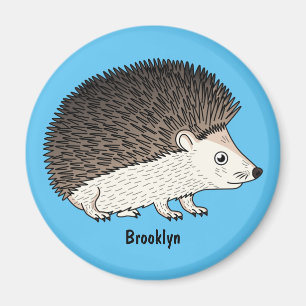 Cute prickly hedgehog cartoon illustration magnet
