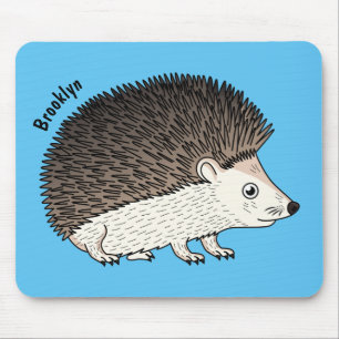 Cute prickly hedgehog cartoon illustration  mouse pad