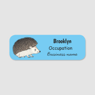Cute prickly hedgehog cartoon illustration name tag