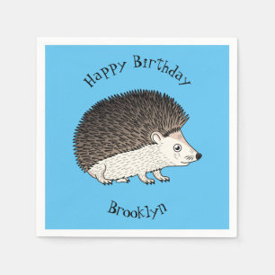 Cute prickly hedgehog cartoon illustration napkin