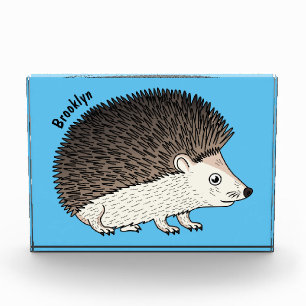 Cute prickly hedgehog cartoon illustration photo block