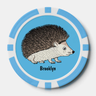 Cute prickly hedgehog cartoon illustration poker chips