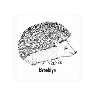 Cute prickly hedgehog cartoon illustration rubber stamp