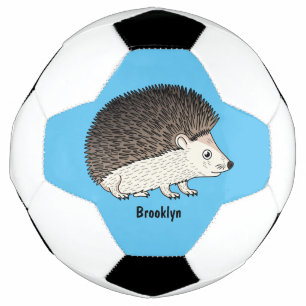 Cute prickly hedgehog cartoon illustration soccer ball