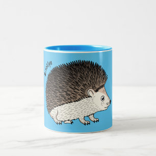 Cute prickly hedgehog cartoon illustration Two-Tone coffee mug