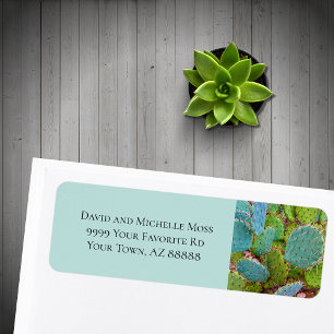 Cute Prickly Pear Cactus Green Return Address Label