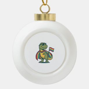 Cute Pride Dinosaur Vector Shirt Design_1 Ceramic Ball Christmas Ornament