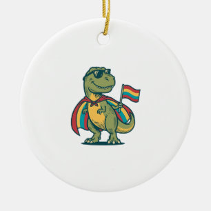 Cute Pride Dinosaur Vector Shirt Design_1 Ceramic Ornament