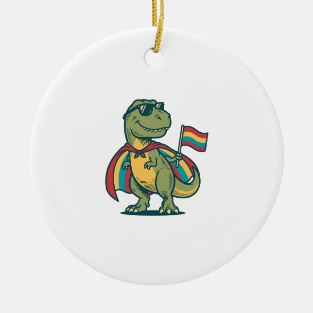 Cute Pride Dinosaur Vector Shirt Design_1 Ceramic Ornament (Front)