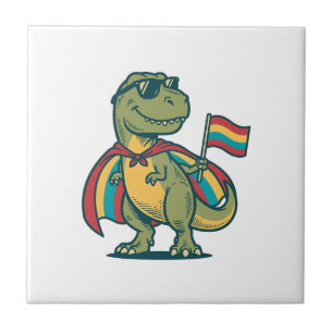 Cute Pride Dinosaur Vector Shirt Design_1 Ceramic Tile