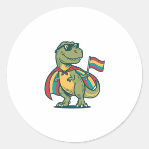 Cute Pride Dinosaur Vector Shirt Design_1 Classic Round Sticker