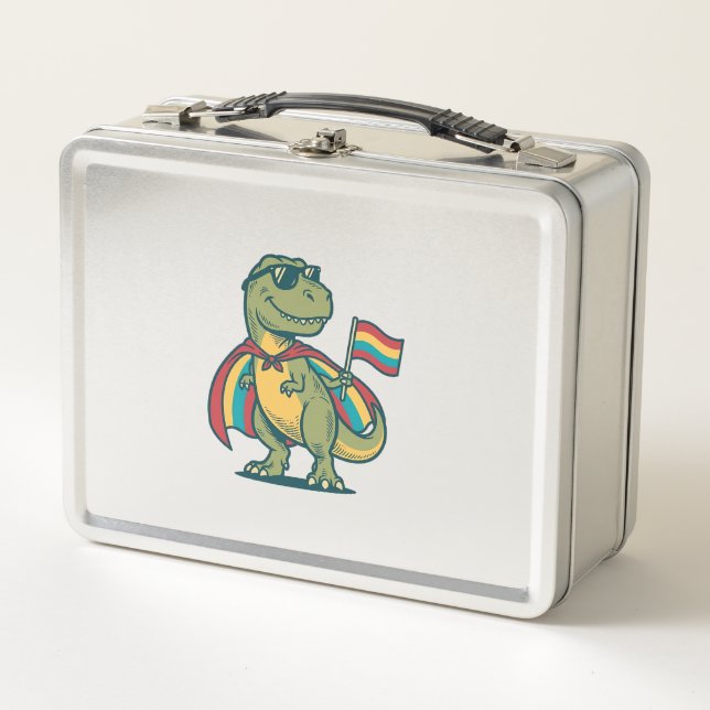 Cute Pride Dinosaur Vector Shirt Design_1 Metal Lunch Box (Front)