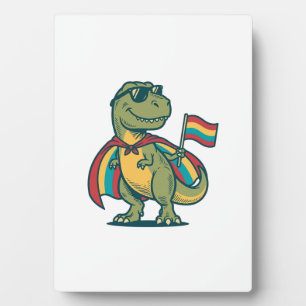 Cute Pride Dinosaur Vector Shirt Design_1 Plaque