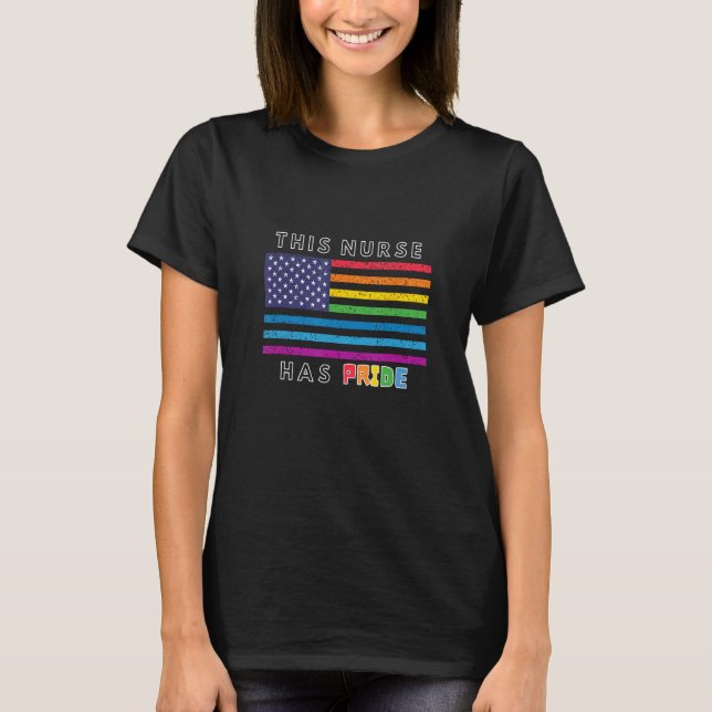 Cute Pride Nurse Graphic Flag  LGBTQ Support Wear T-Shirt (Front)