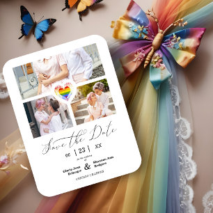 Cute Pride Rainbow Heart Lesbian Gay 3 Photos  Magnet