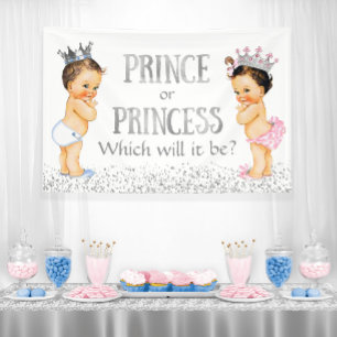 Cute Prince Princess Gender Reveal Baby Shower Banner