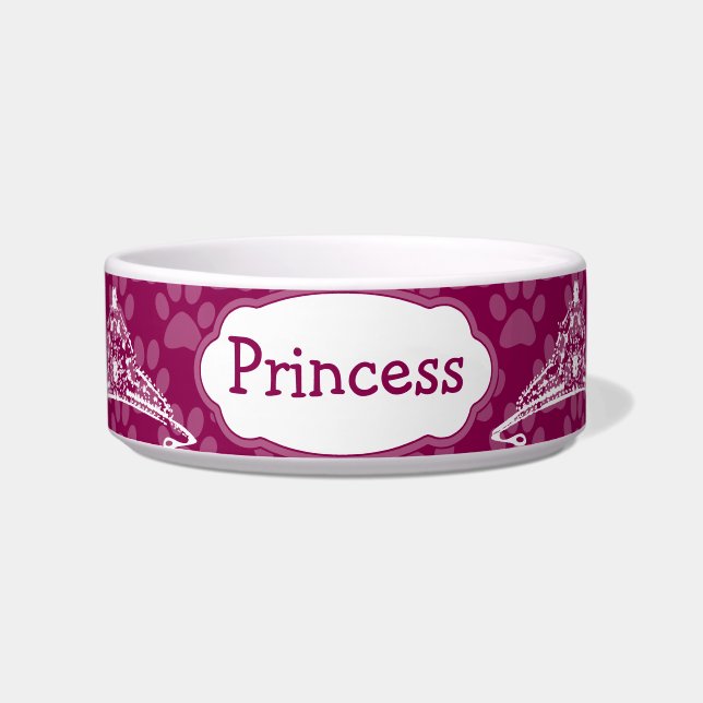 Cute Princes Kitty Personalised Kitty Cat Bowl (Front)