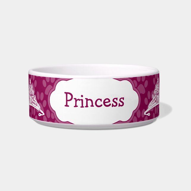 Cute Princes Kitty Personalised Kitty Cat Bowl (Front)