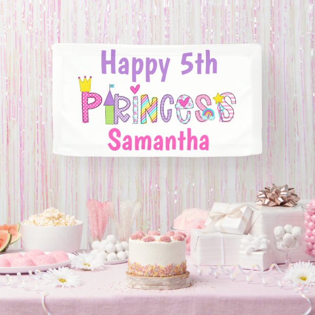 Cute Princess Alphabet Personalised Birthday Banner (Party)