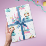 Cute Princess and Castle Pink and Blue Wrapping Paper<br><div class="desc">Are you celebration her first birthday? The baby shower for a baby girl? This is a cute wrapping paper for your presents! It has a pattern of castles and princesses in blue and pink pastel colours. Very sweet and unique design that you won't find anywhere else. Illustrated and designed by...</div>