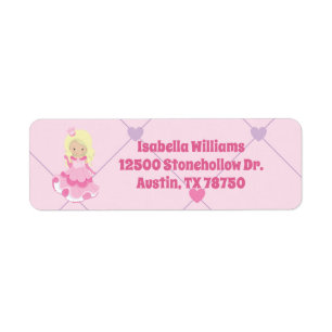 Cute Princess Birthday Girl Pink Return Address Label