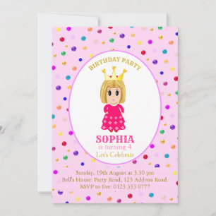 Cute Princess Birthday Party Invitation
