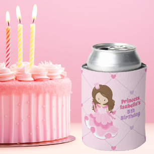 Cute Princess Birthday Party Pink Customisable Can Cooler
